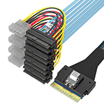 SlimSAS SFF 8654 8i转SAS 8SFF-8482+大4P 阵列卡硬盘数据线